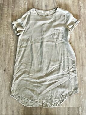 Anthropologie Cloth & Stone Dress Women’s Medium Beige Tencel Shift Pocket Chic